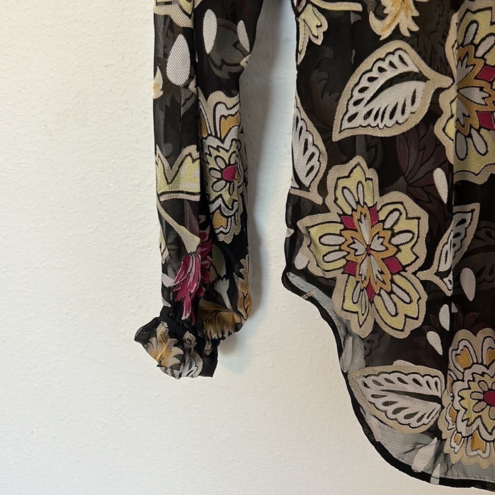 Rag & Bone Sierra floral off the shoulder blouse, black with flowers. Size XS. - Picture 4 of 10